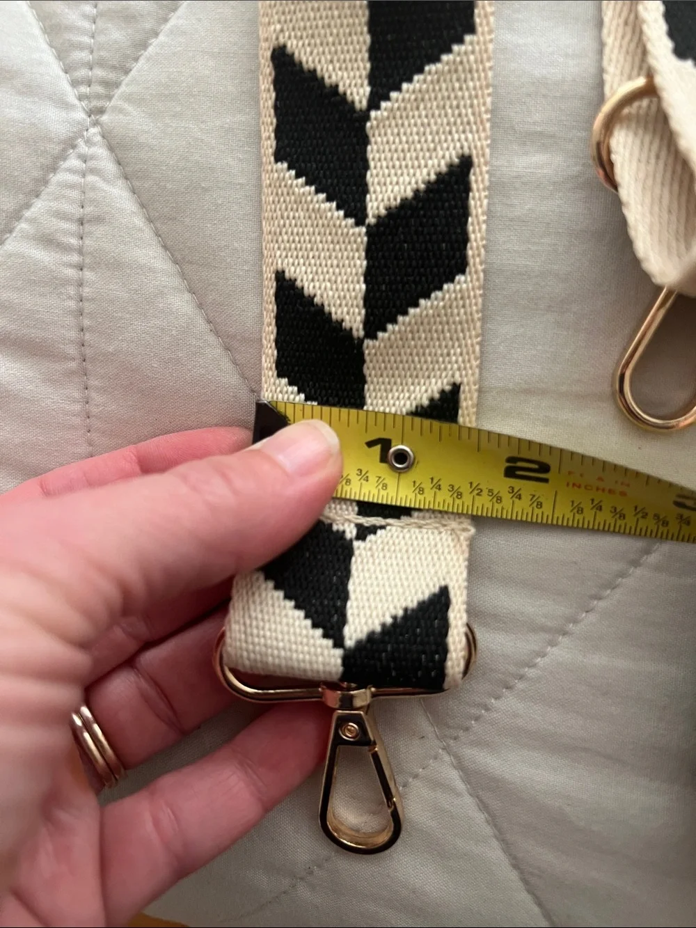 Canvas strap replacement chevron cream and black adjustable guitar strap